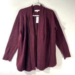 Loft Burgundy Plush Open Cardigan Sweater NWT